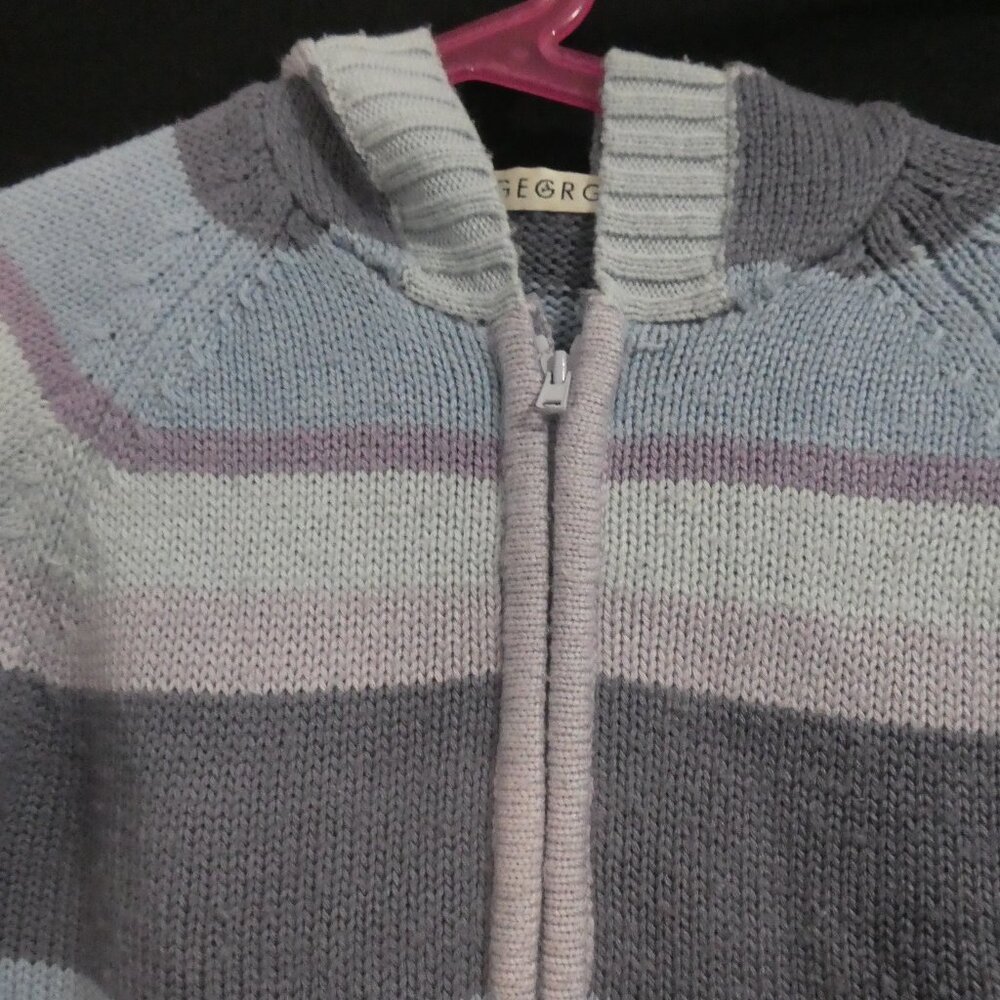 GEORGE | size 5 | Pastel Striped Zip-Up Hooded Sweater